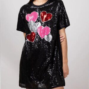Simply Southern Hearts Valentine Sequins Dress Top ~ L/XL ~ NWT